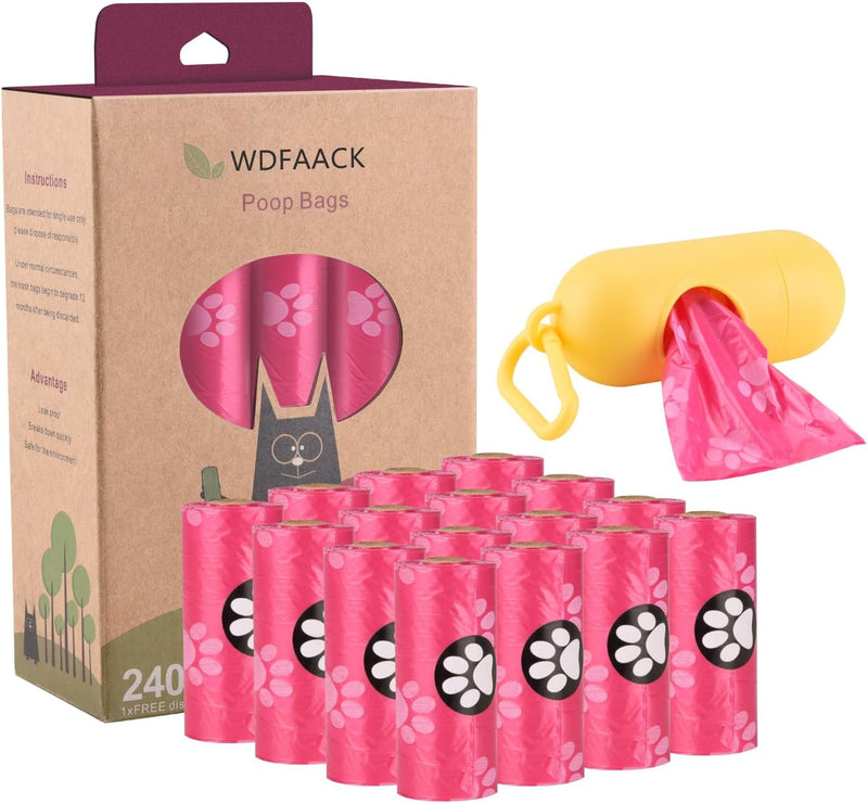 Dog Poo Bags with Holder-240 Large Poop Bags - Pink / 240 Count (Pack of 1)