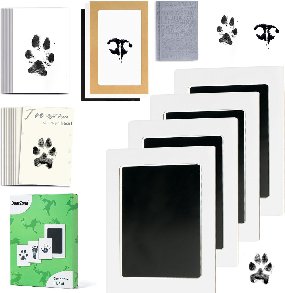 Inkless Paw Print Kit, Dog Paw Print Kit, Dog Nose Print Kit - Black / Medium-Large 4 Pack