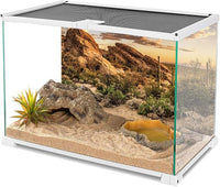 AWERT Terrarium Background 36x18 inches Reptile Habitat Background Blue Sky Oasis Cactus Sun and Desert Terrarium Background Polyester Terrarium Background