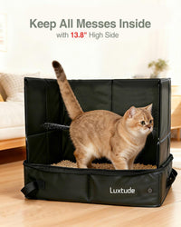 Luxtude Travel Litter Box for Cats, Portable and Easy to Clean – Daily Care for Cats - Black / Medium with Hard Side - image 3