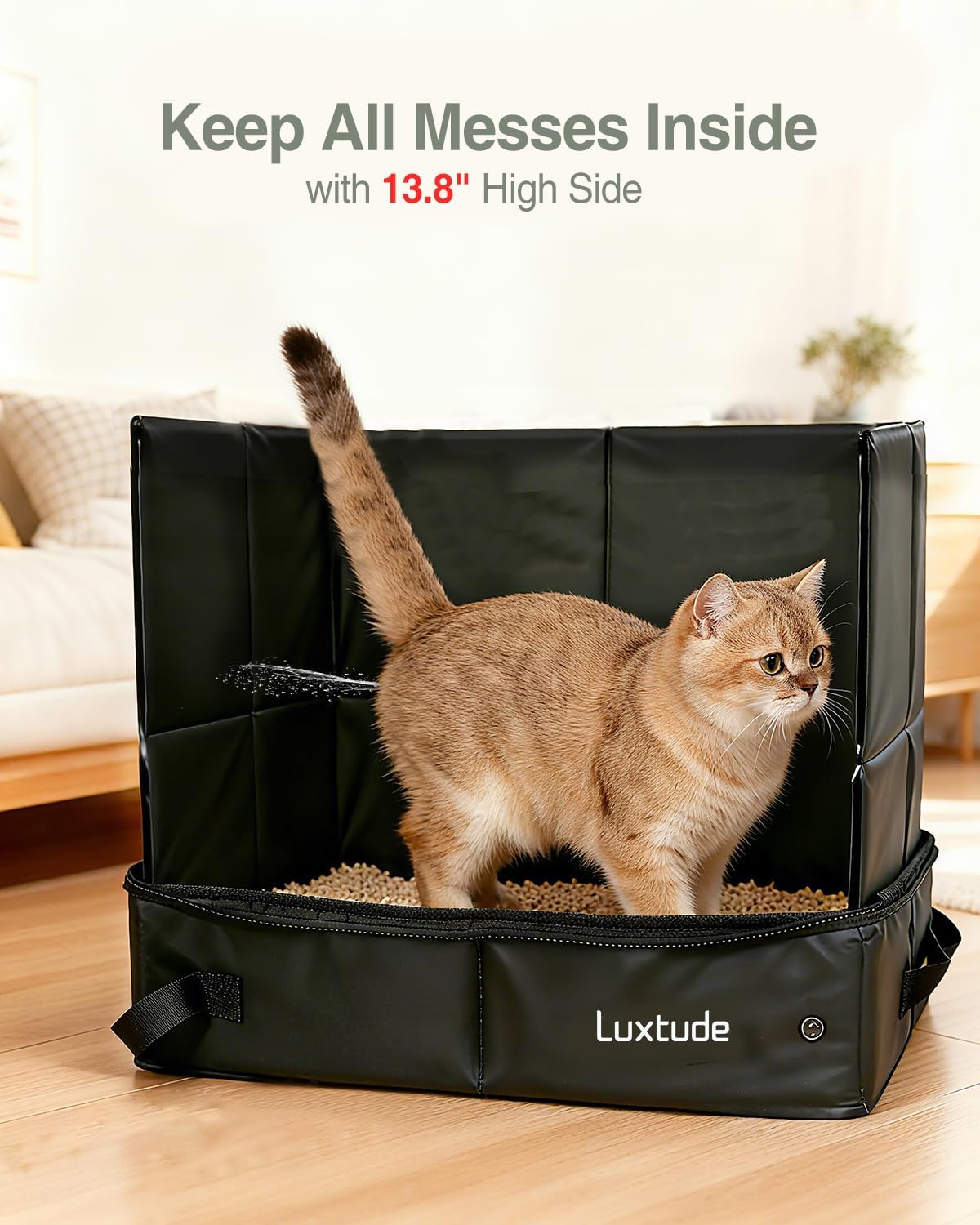 Luxtude Travel Litter Box for Cats, Portable and Easy to Clean – Daily Care for Cats - Black / Medium with Hard Side - image 3
