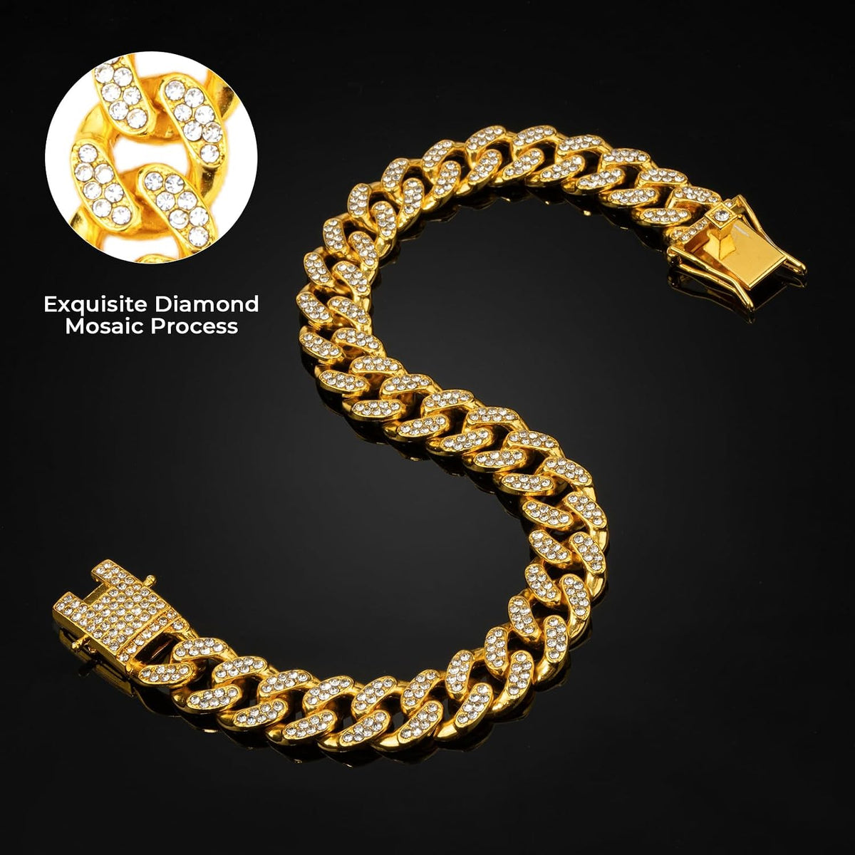 Gold Dog Chain Diamond Gold Chain Dog Collar Walking Metal - Gold / 14inch - image 3