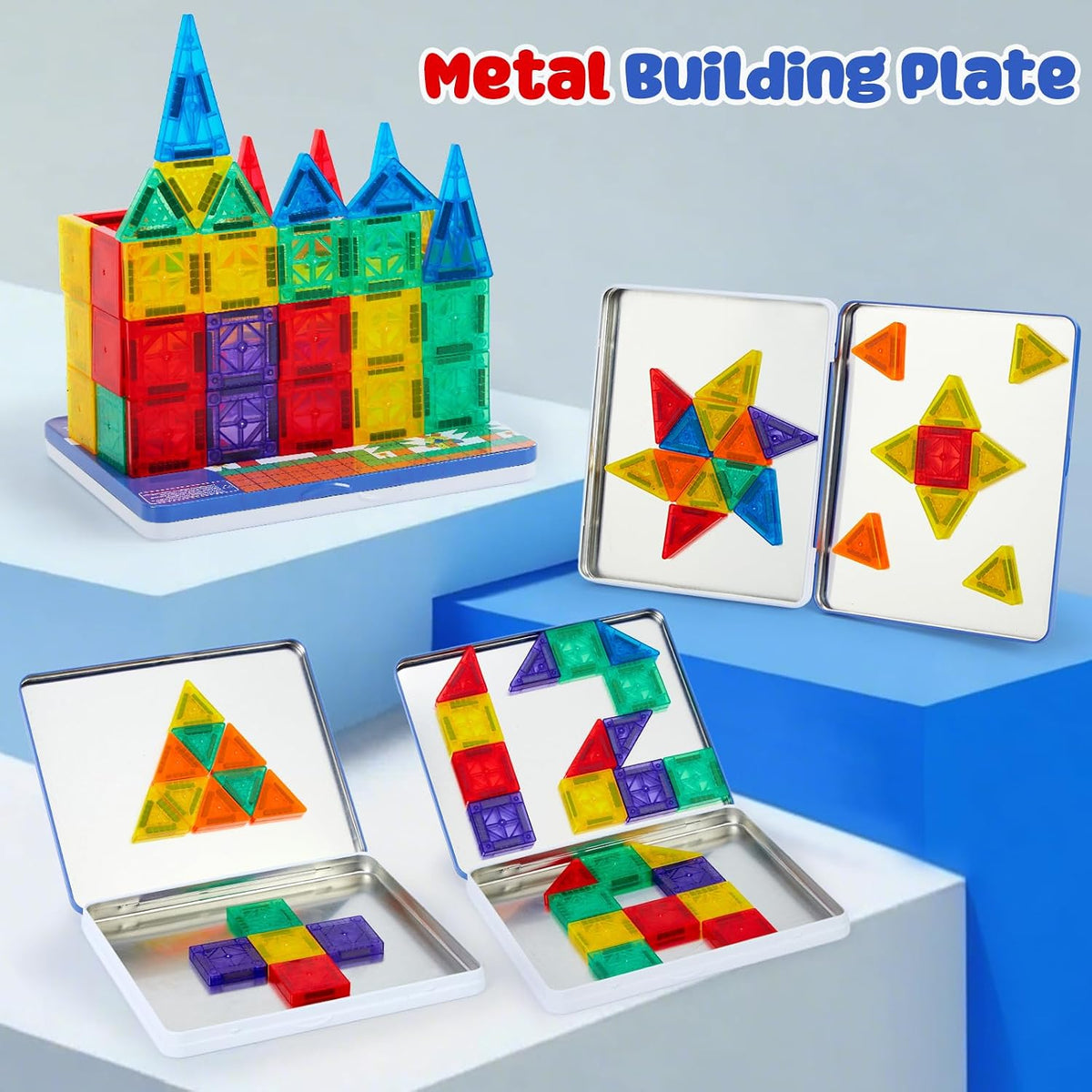 Gemmicc 100 PCS Magnetic Tiles with 2 Cars - Mini 58 PCS - image 3