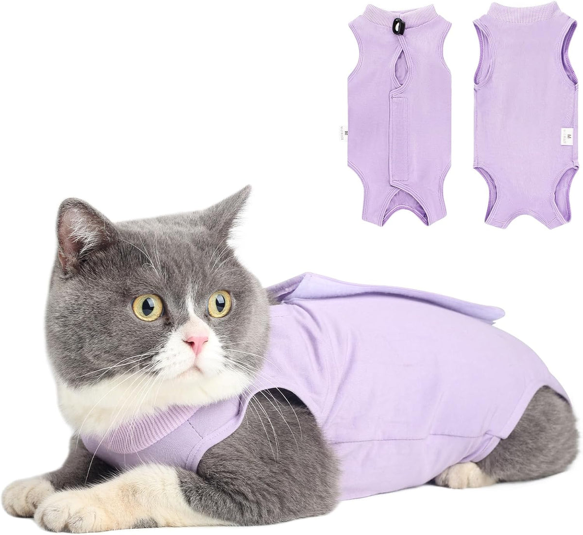 Cat Recovery Suit for Abdominal Wounds Cat Onesie After Surgery Female – Essentials for Cats - Purple / Large