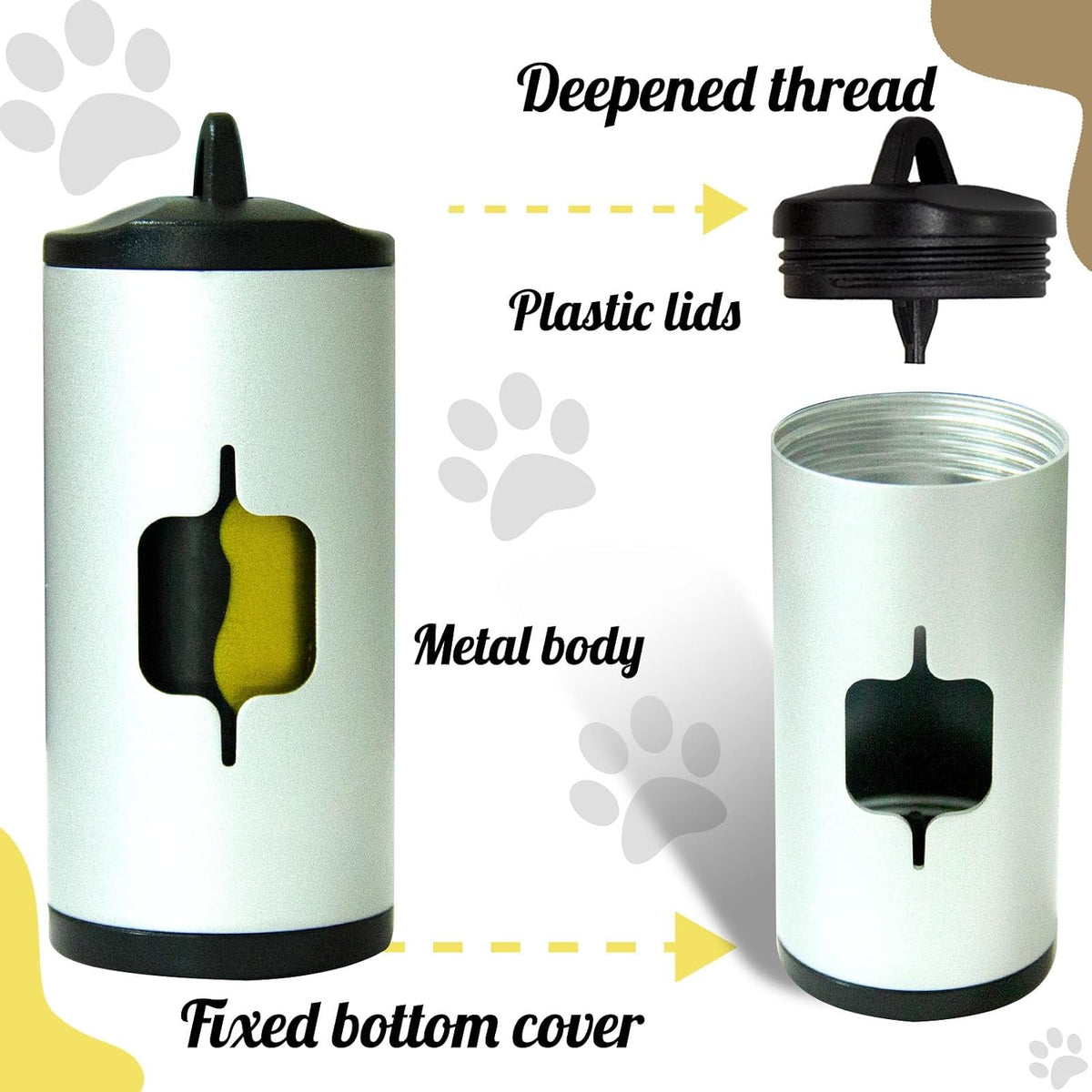 Metal Dog Poop Bag Holder 2-Pack w/Leash Clip - Silver / 2 Count (Pack of 1) - image 2