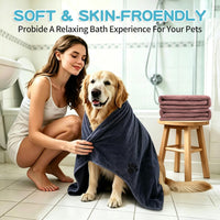 2 Pack Microfiber Dog Towels for Drying Dogs - Grey + Brown / 2-Pack - image 2