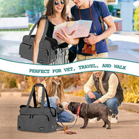 PetAmi Small Dog Purse Carrier, Soft-Sided Pet Carrier Bag with Pockets, Portable Puppy Cat Travel Handbag Tote, Airline Approved Breathable Mesh, Poop Bag Dispenser, Sherpa Bed, Max 18 lbs, Dark Gray