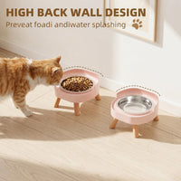 Elevated Cat Bowls, 2P Raised Cat Food and Water Bowl Set for Indoor Cats, Splash Proof with 2 - 2P Cat Bowls - Pink - image 2