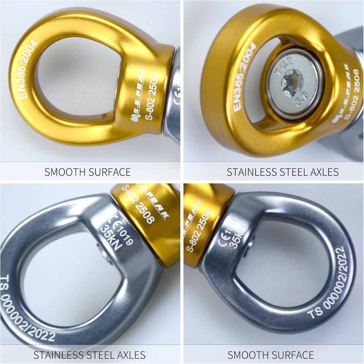 S.E.PEAK black anodized aluminum 35kN swing swivel with 360 degree rotation - view 29