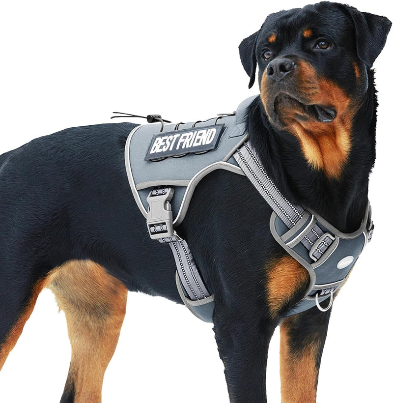 AUROTH Dog Harness for Large Dogs - Grey / XL(Neck:20-31",Chest:26-42"),75-135 lbs