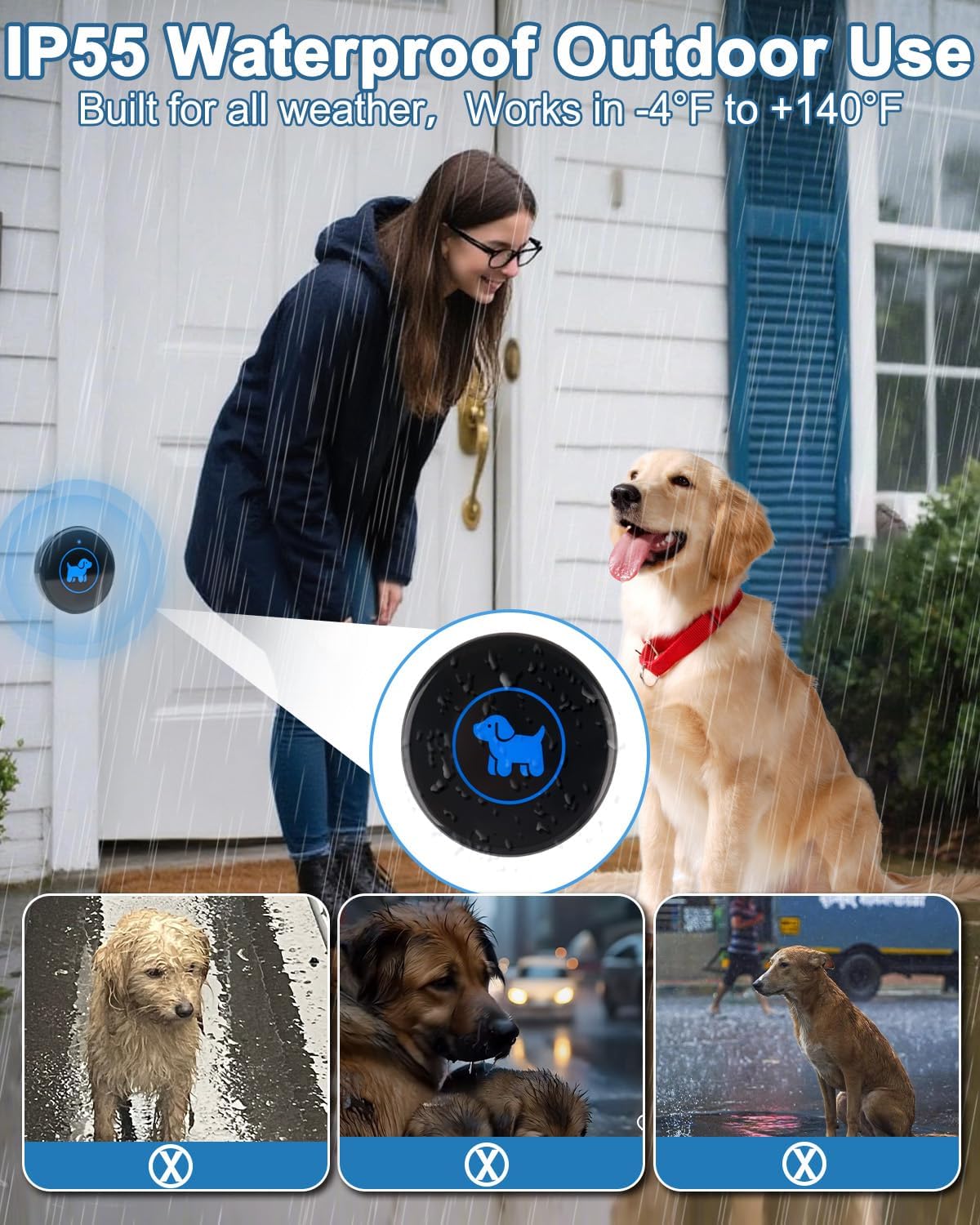 Dog Door Bell for Potty Training - Black – 3 Buttons - image 4