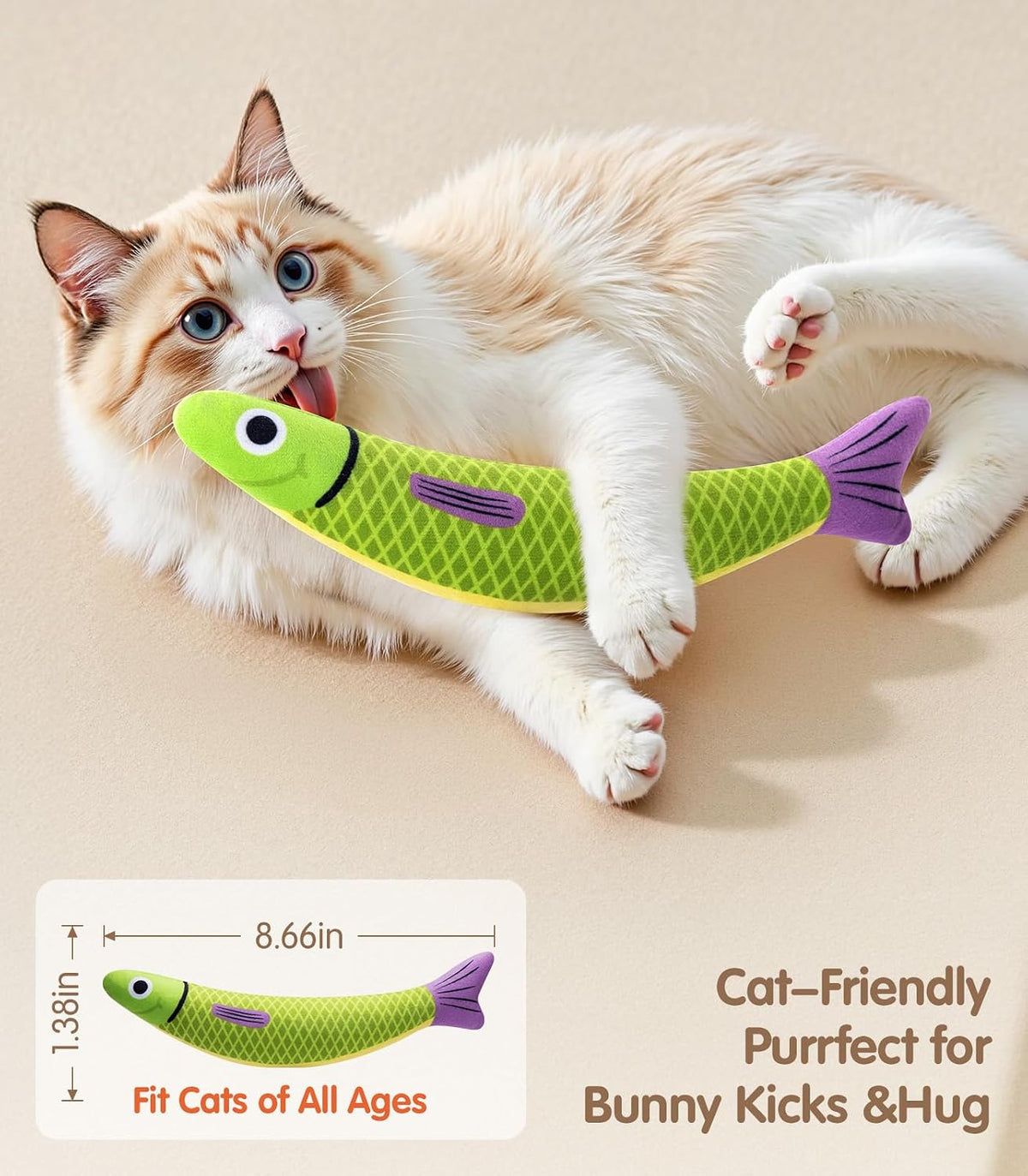 PetBusy Cat Toys with [5000 mg A+Natural Catnip & Silvervine] Kicker - Green+Pink - image 4