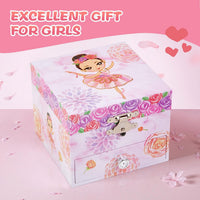 Girls Musical Jewelry Box with Drawer and Spinning Ballerina - Pink flower ballerina - image 4