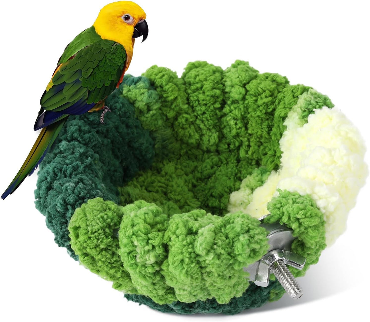 Bird Nest for Cage, Plush Hanging Bird Bed for Parakeet - Green / S