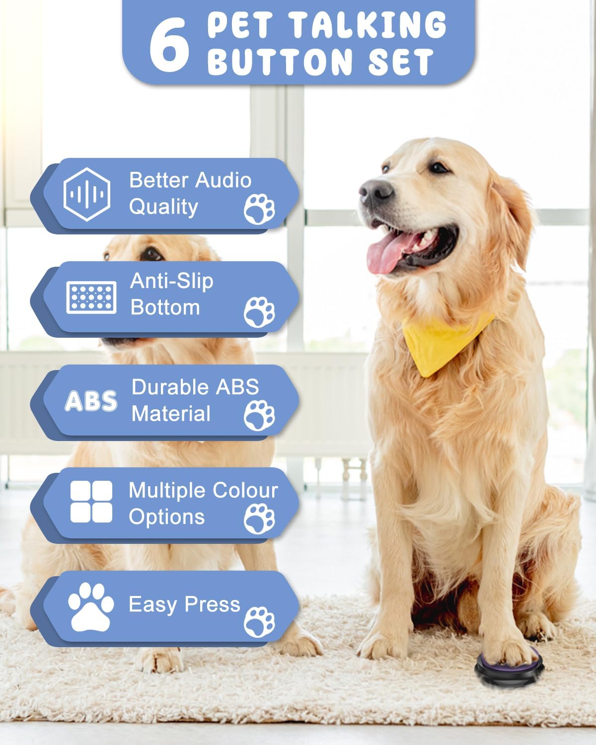 Dog Buttons for Communication - B-6 Pack - image 2