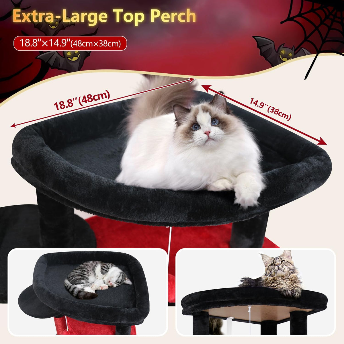 Globlazer Corner Stable Cat Tree Tower with Scratching Post, C51 - 66inch / Red Black - image 3