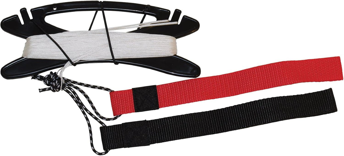 In the Breeze sport kite line set 3427, 100 lb braided polyester line on winder with flight straps