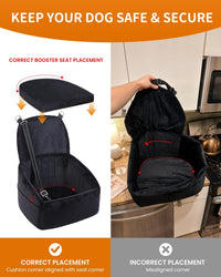 Dog Booster Car Seat with Extend Backrest for Small Medium Pet – Essentials for Dogs - Black / 18.5"l X 18.5"w X 22"h - image 3