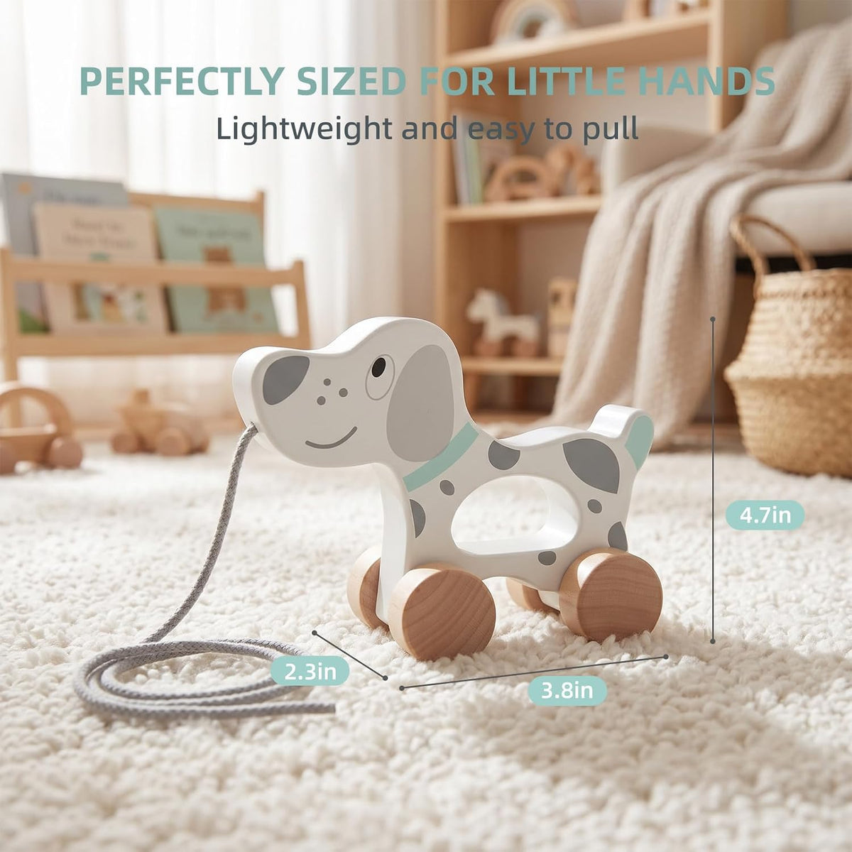 Baby Toys Car,Wooden Pull Along Toy for Toddlers 1 2 3 Year Olds – Fun for Kids & Family - Dog - image 3