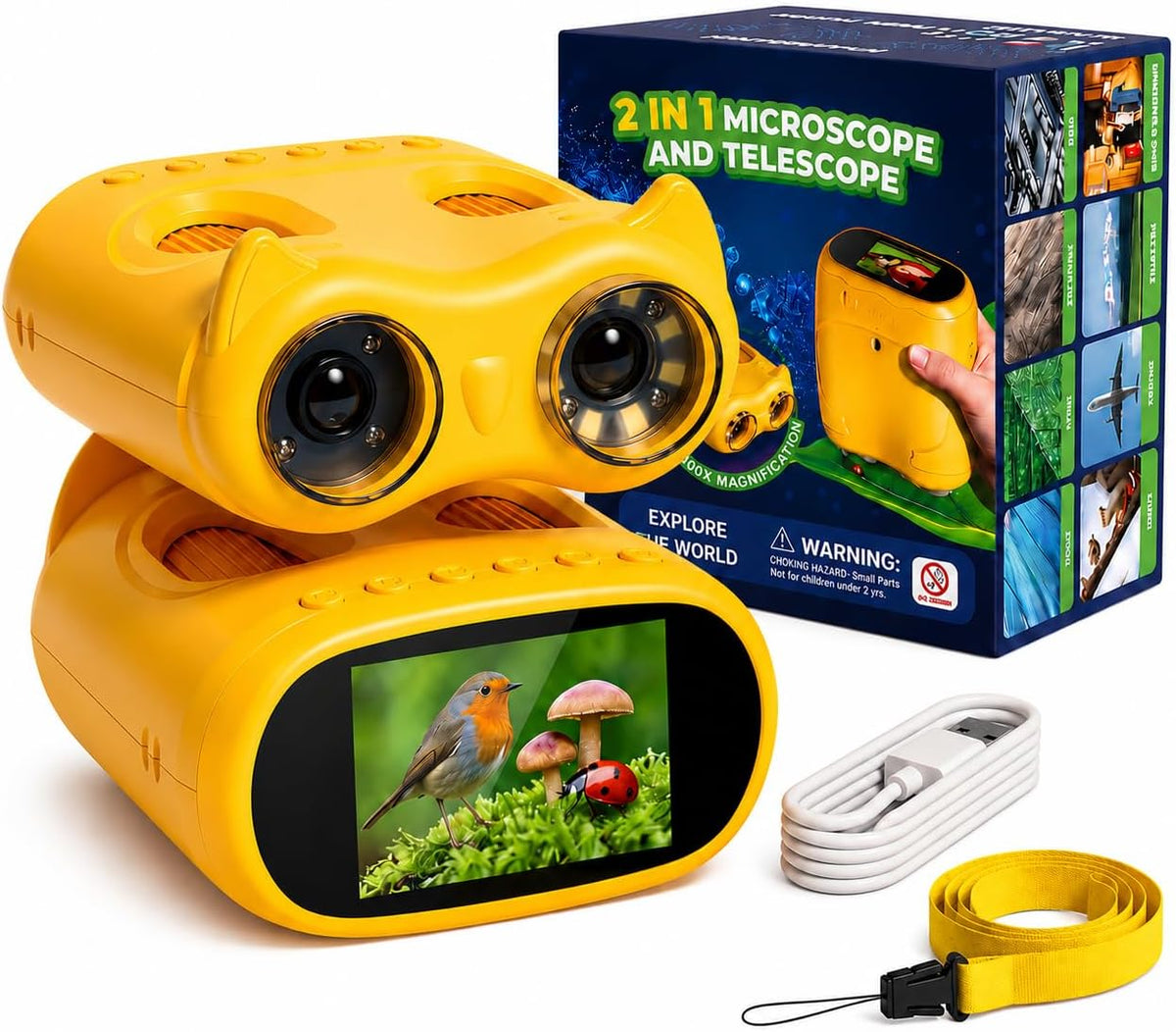 2-in-1 Kids Microscope and Telescope - Yellow