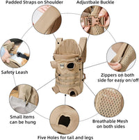 FLAdorepet Tactical Dog Backpack Carrier Front Back Bag for Medium - khaki / 28.0"L x 15.7"W x 5.0"H - image 4