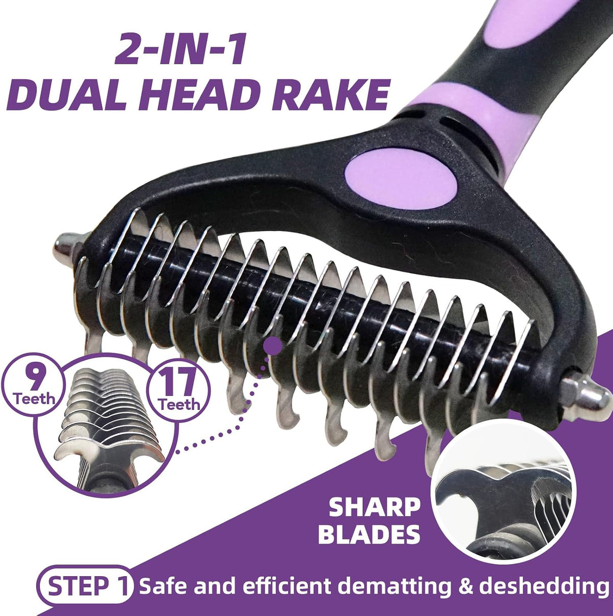 Pet Grooming Kit, Slicker Brush - A-Purple - image 2