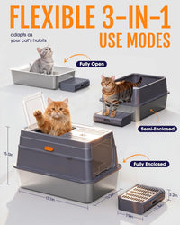 Powools Stainless Steel Enclosed Cat Litter Box - 17.1" x 13.2" x 15" - image 3