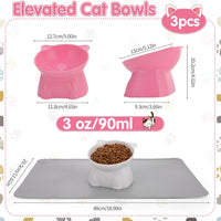 3 Pcs Raised Cat Bowl 15° Elevated Cat Food Bowl Tilted Cats Bowls - Pink, Grey, White - image 2