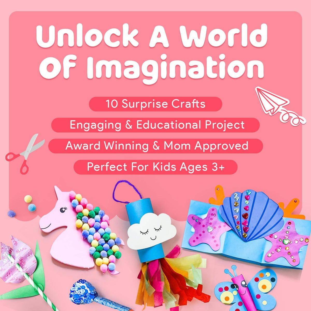 Mumaloo Arts and Crafts Kit for Kids, 10 Projects Ages 4, 8 - Unicorn - image 2