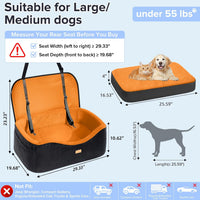 BLVRYVIO Large Dog Car Seat for Medium Sized Dogs Under 55lbs or 2 - Bright Orange / Large - image 2