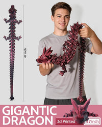 24" Large 3D Printed Dragon - Red Black / 47 inch - image 3