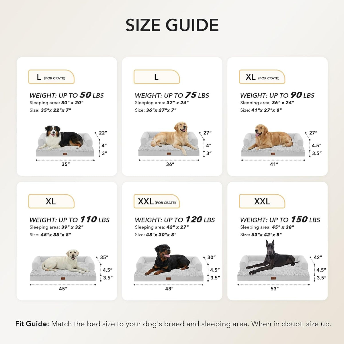 Orthopedic Washable Dog Bed for Extra Large Dogs - Grey White / 36.0"L x 27.0"W x 7.0"Th - image 2