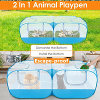 Lukovee Small Animals Playpen, Foldable, Detachable Bottom - Blue - with Escape-proof Bottom - image 2