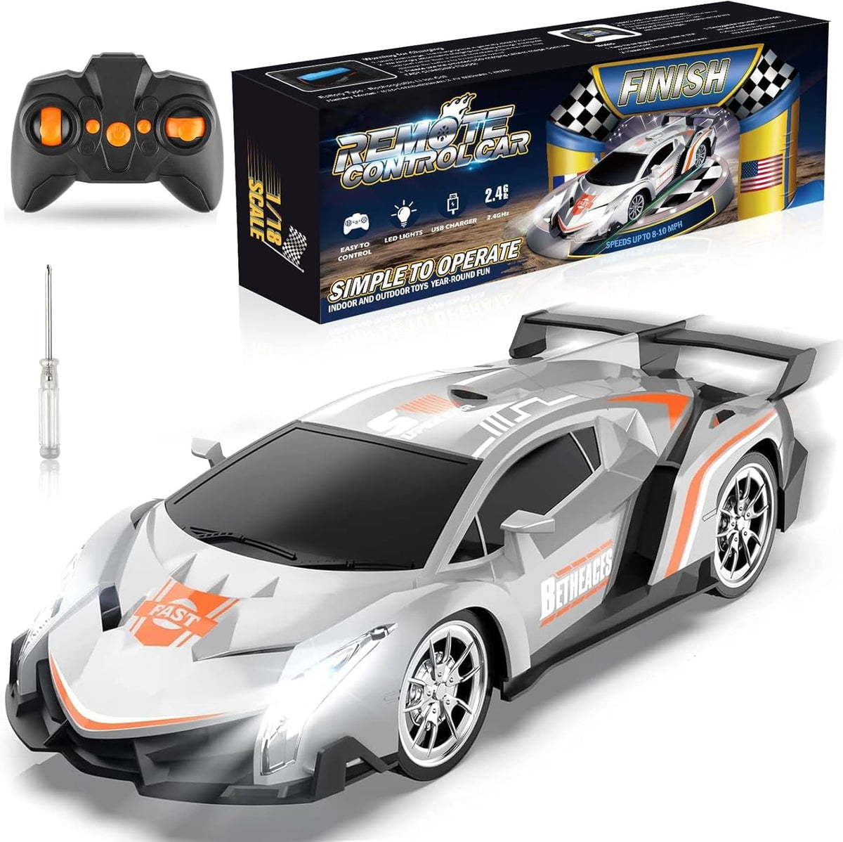 Growsland Remote Control Car for Kids - Silver