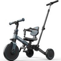 besrey Folding Toddler Tricycle-to-Balance Bike with Push Handle - Grey
