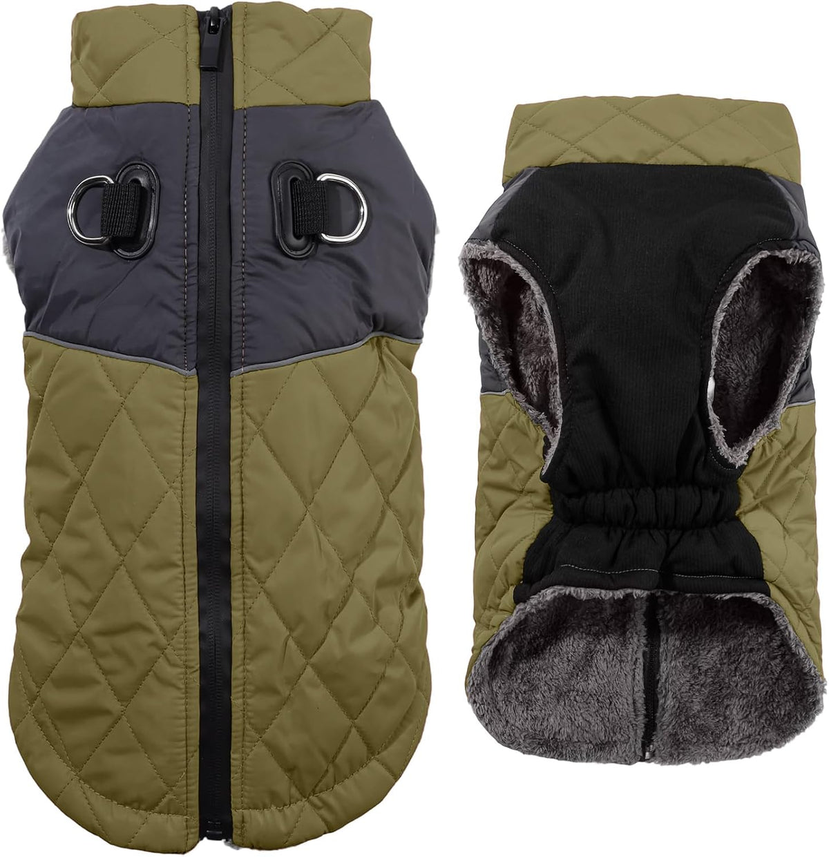 Winter Dog Coats for Small Dogs, Puppy Jacket with Harness - Green(Standard) / Medium