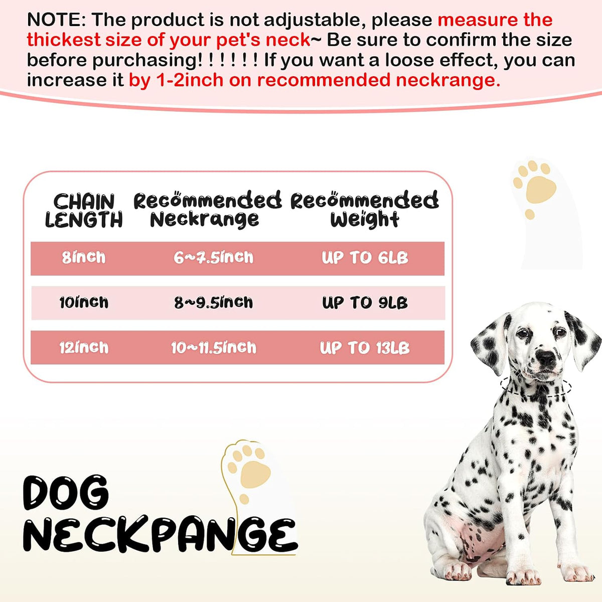 LEIFIDE Cuban Link Dog Collar Chain 12mm, Rose Gold, Pink - 12 Inches / Silver, AB Color - image 3