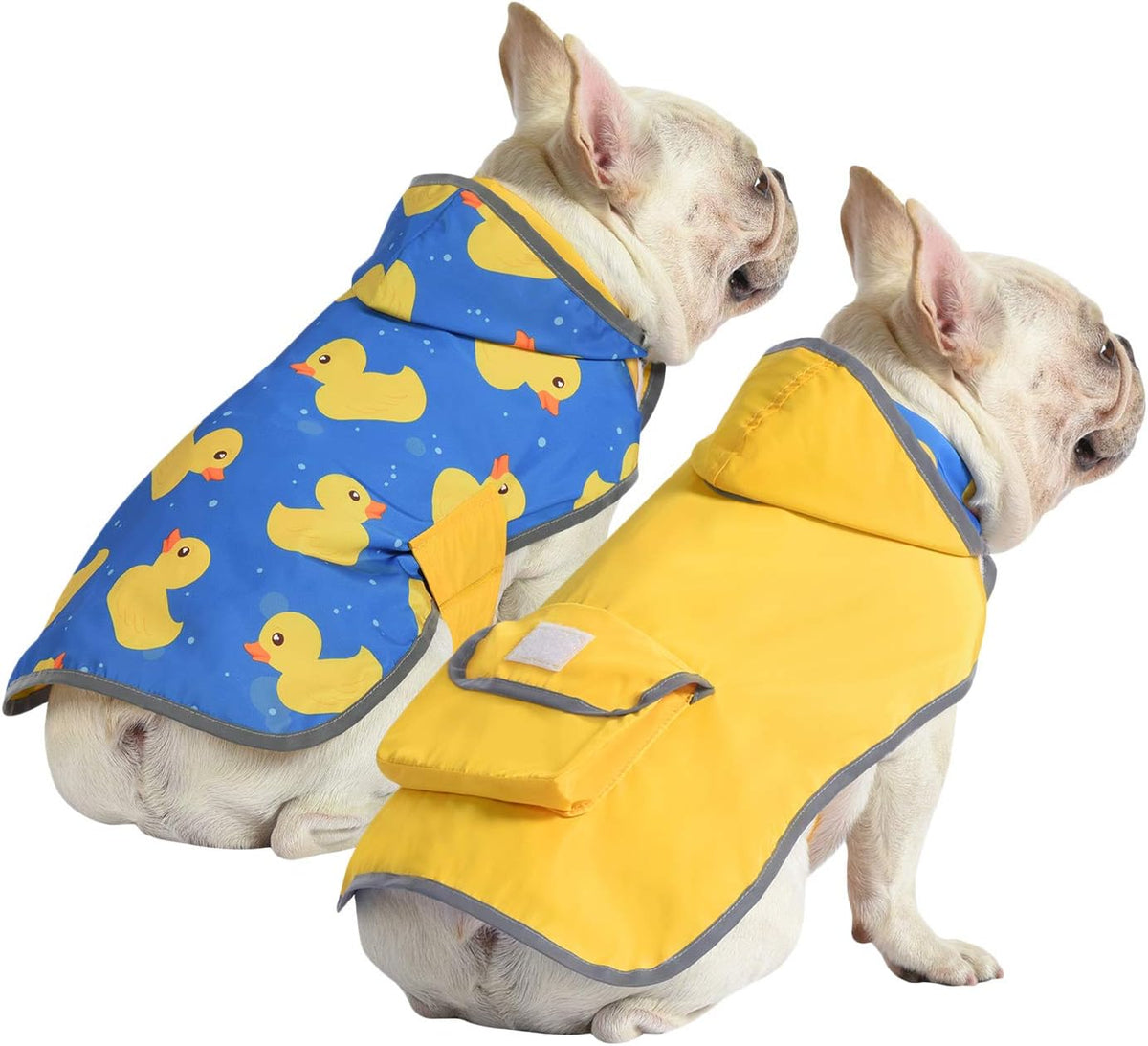 HDE 2-in-1 Reversible Dog Raincoat Hooded Poncho Rain Jacket YLW Duck - Medium / Ducks / Yellow