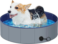Dog Pool for Large Dogs, Kiddie Pool Hard Plastic - Dark Gray / Small-32"x8"