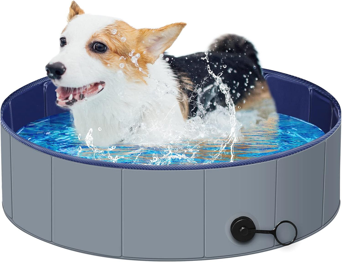 Dog Pool for Large Dogs, Kiddie Pool Hard Plastic - Dark Gray / Small-32"x8"