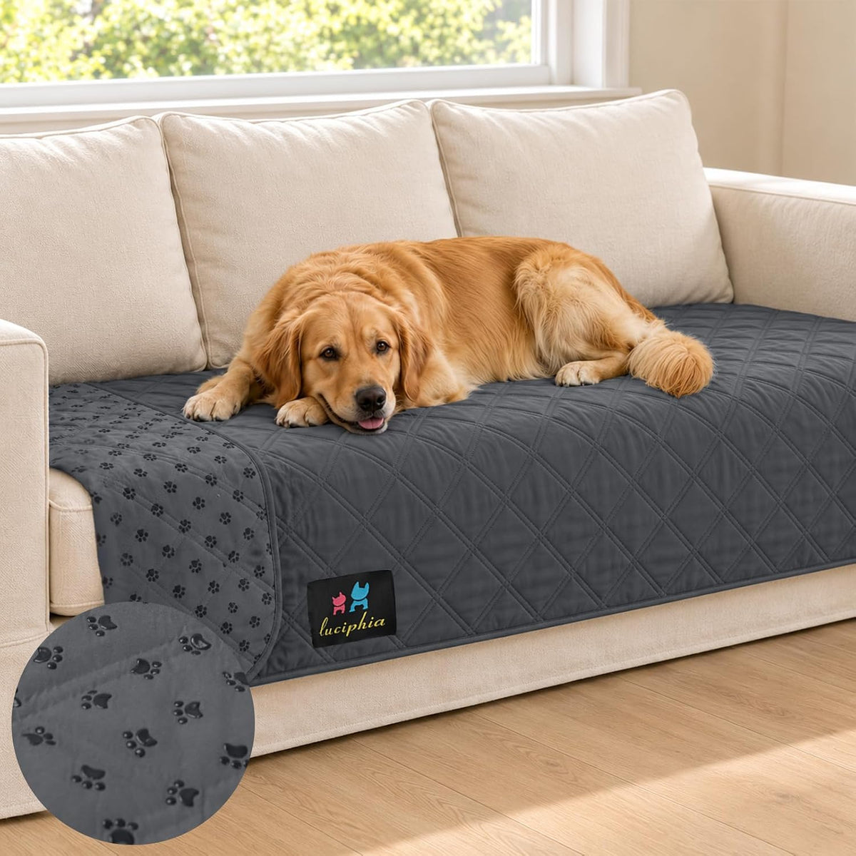 Luciphia Waterproof Couch Cover for Dogs - Grey / 30" x 70"