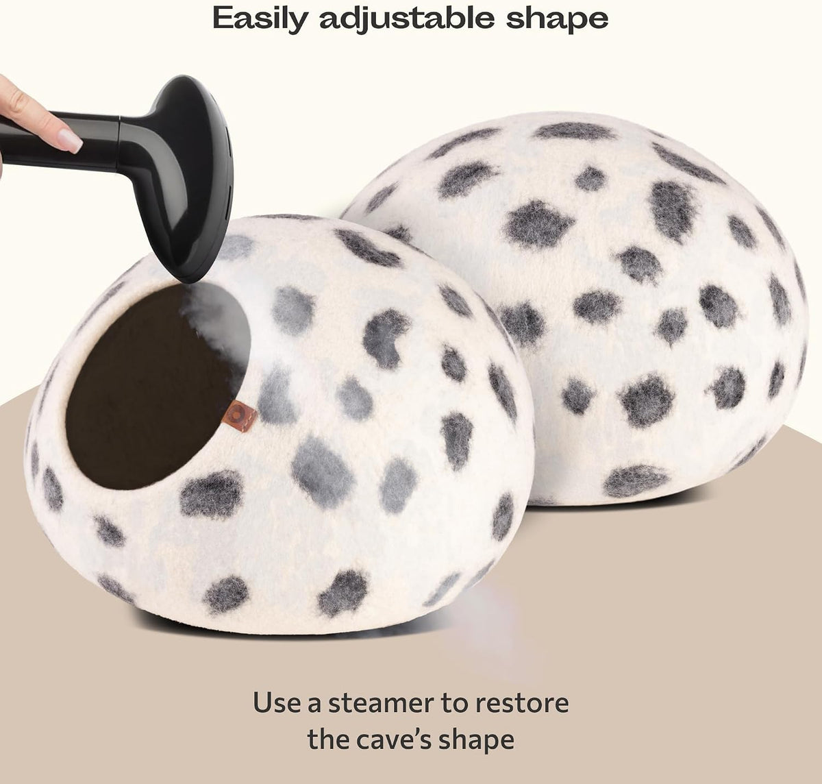 Cat Cave, New Zealand Wool Bed for Indoor Cats - Snow Leopard / Medium - image 3