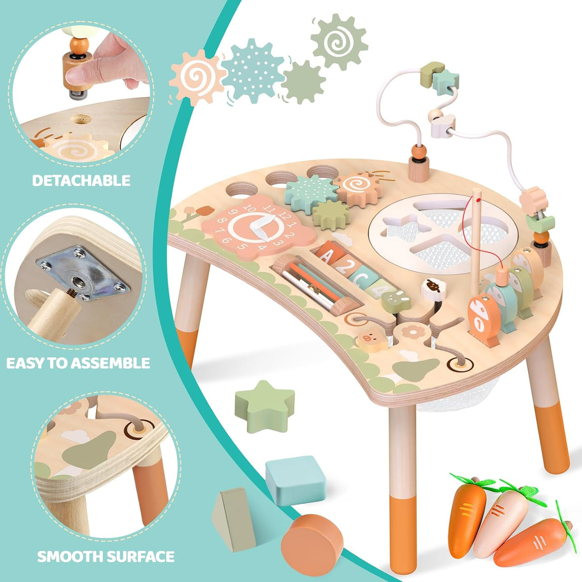 Montessori Wooden Activity Table for Toddlers 1-3 - image 4