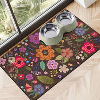 Dog Food Mats for Floors, Absorbent Dog Bowl Mat for Food and Water Dispenser, Quick Dry Cat Food - Brown / 32"L x 24"W