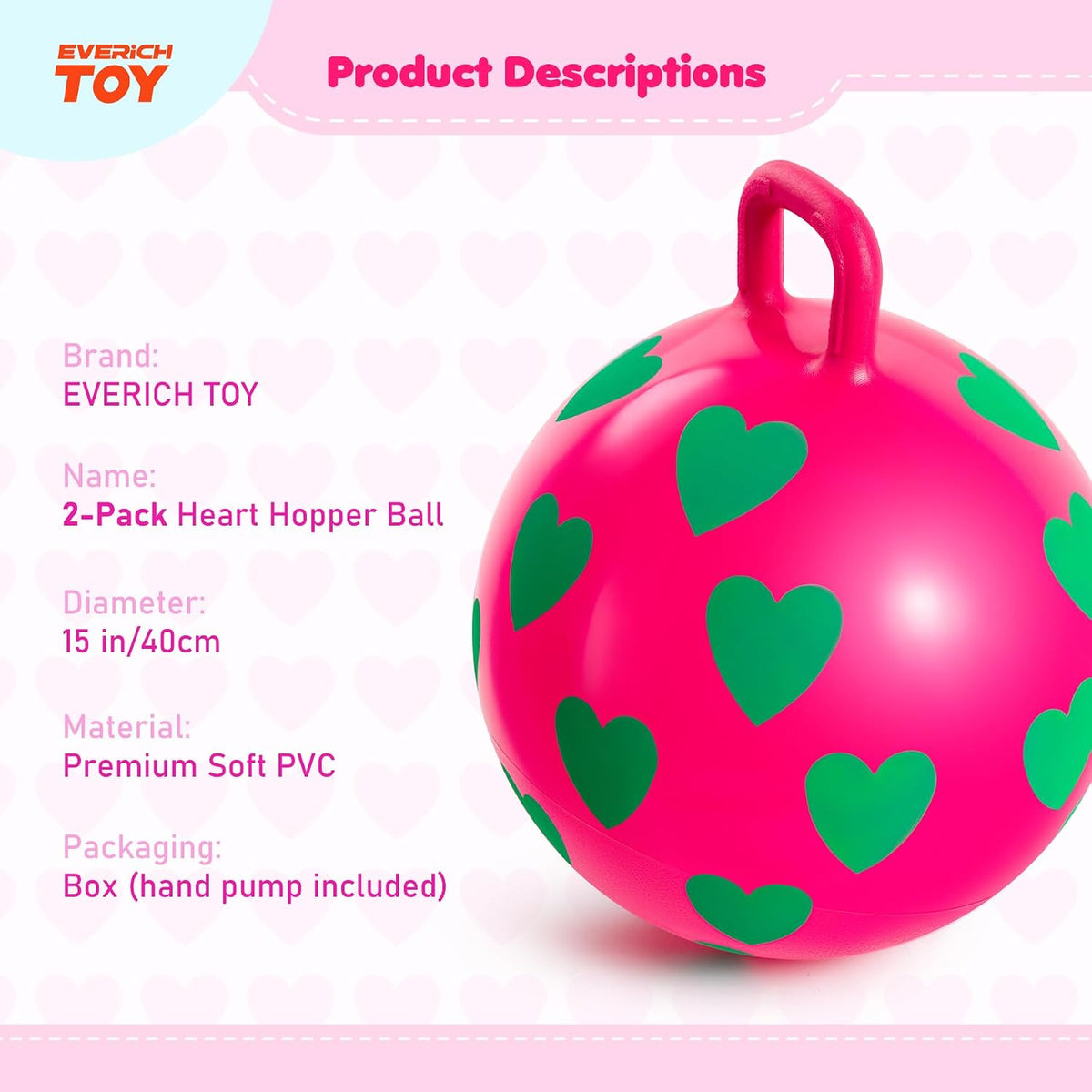 EVERICH TOY 18 inch hopper ball for kids with handle, purple pink clouds - view 20