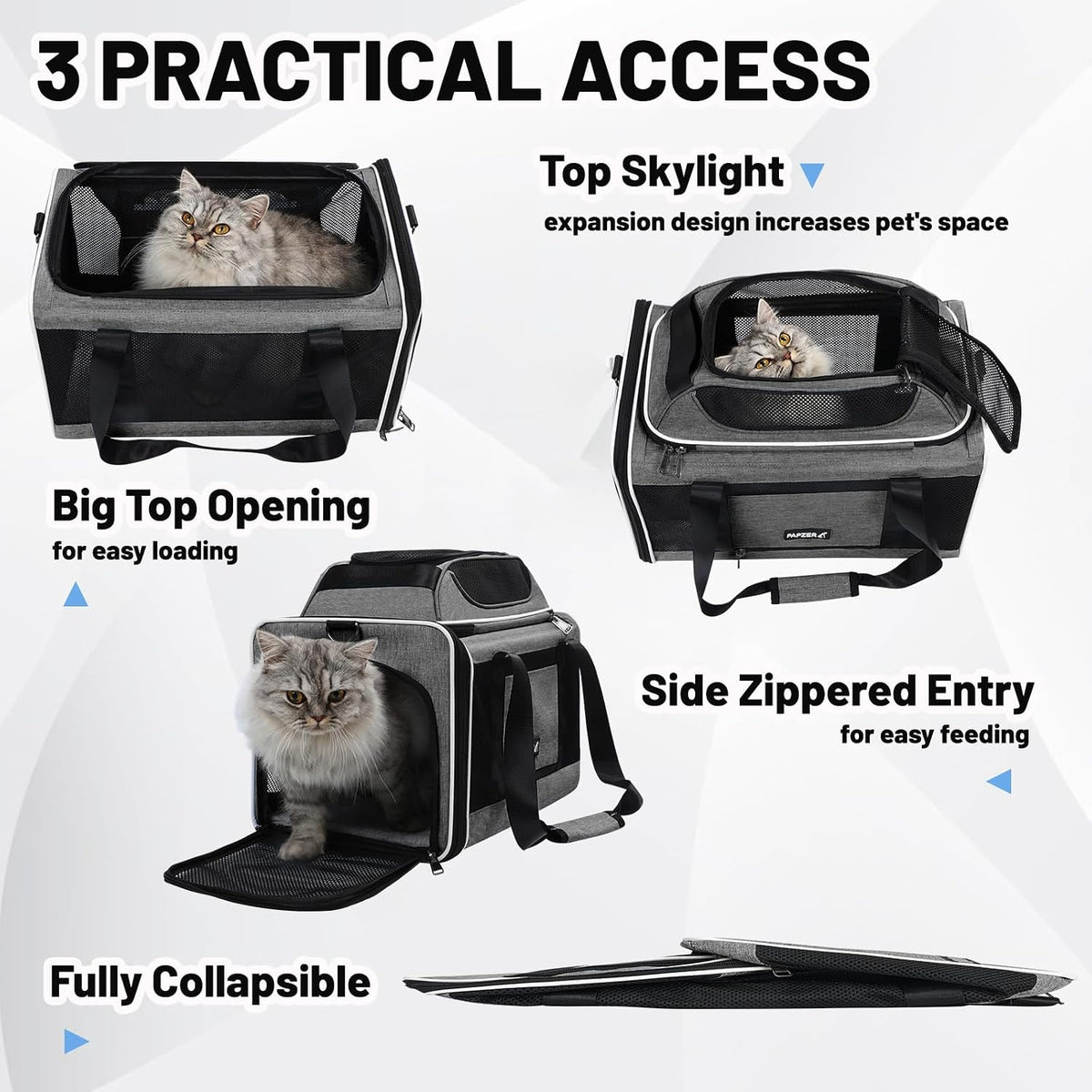 Cat Carrier Top-Expandable 18x11x11 - Grey - image 4