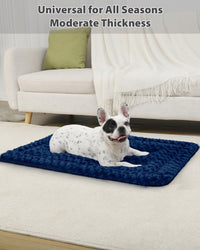 Exsnugy Washable Dog Bed Mat Medium Size Fluffy Pet Crate Pad 36x23 – Essentials for Dogs - Blue / 30.00" x 19.00" x 1.50" - image 2