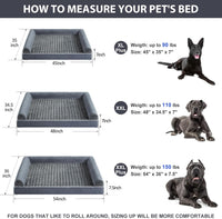 Orthopedic Washable Large Dog Bed for Senior Dog Comfy Sleep – Essentials for Dogs - 48"l x 35"w x 7"th / Dark Grey - image 2