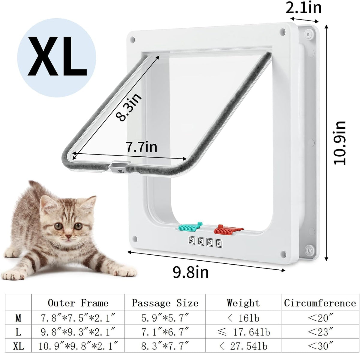 Cat Door for Interior Exterior Door, 4-Way Locking Flap – Essentials for Cats - X-Large - image 2