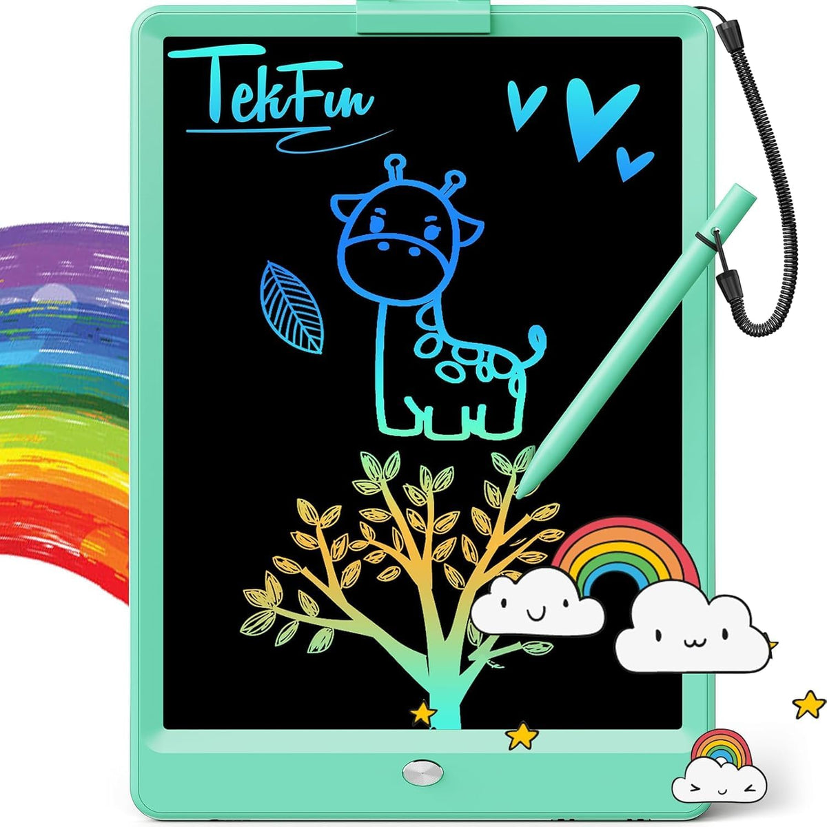 TEKFUN LCD Writing Tablet for Kids, Mess Free Doodle Board - Green / 10 inch